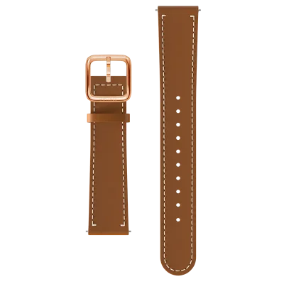 LEATHER STRAP 18MM BROWN, WHITE STITCHING
