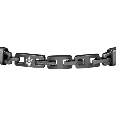 MASERATI RECYCLED LEATHER BRACELET SS BLACK JM222AVE02