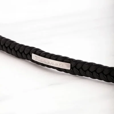 MASERATI RECYCLED LEATHER BRACELET SS BLACK JM222AVE02