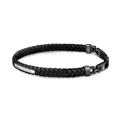 MASERATI RECYCLED LEATHER BRACELET SS BLACK JM222AVE02