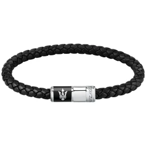 MASERATI RECYCLED LEATHER BRACELET SS BLACK JM222AVE07
