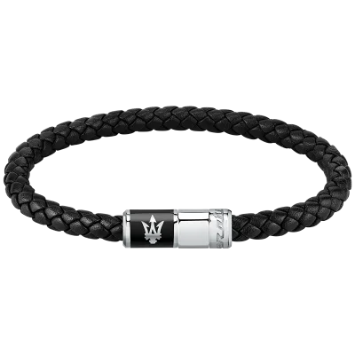 MASERATI RECYCLED LEATHER BRACELET SS BLACK JM222AVE07