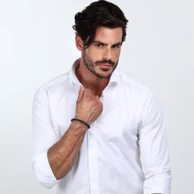 MASERATI RECYCLED LEATHER BRACELET SS BLACK JM222AVE07