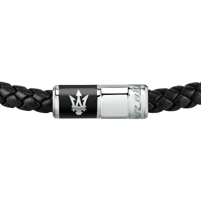 MASERATI RECYCLED LEATHER BRACELET SS BLACK JM222AVE07
