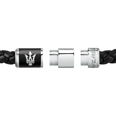MASERATI RECYCLED LEATHER BRACELET SS BLACK JM222AVE07