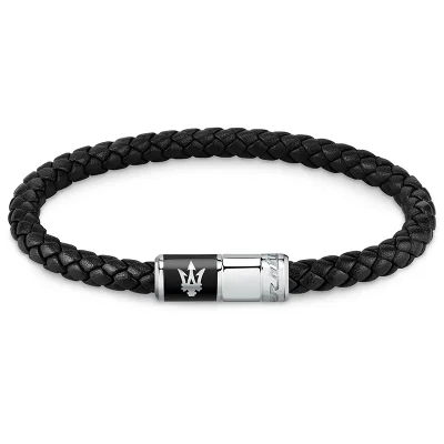 MASERATI RECYCLED LEATHER BRACELET SS BLACK JM222AVE07