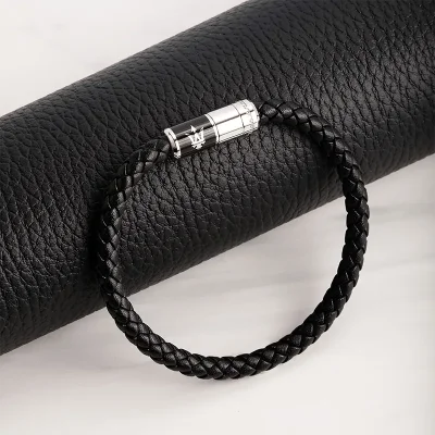 MASERATI RECYCLED LEATHER BRACELET SS BLACK JM222AVE07