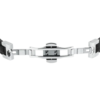 MASERATI LEATHER BRACELET SS BLACK  7.5X6.5CM JM2269LA01