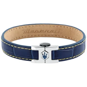 MASERATI LEATHER BRACELET SS BLUE 7.5X6.5CM JM2269LA02