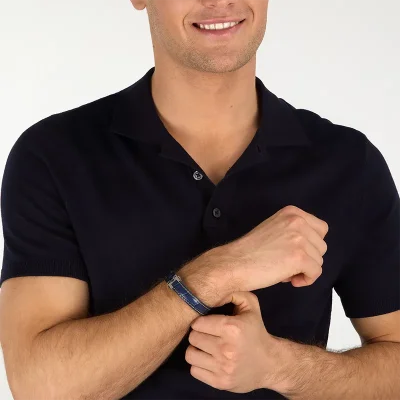 MASERATI LEATHER BRACELET SS BLUE 7.5X6.5CM JM2269LA02