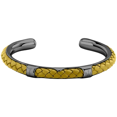 MASERATI LEATHER BANGLE SS DG YE 6.5X5.5CM JM226AVE39