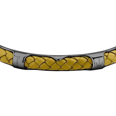 MASERATI LEATHER BANGLE SS DG YE 6.5X5.5CM JM226AVE39