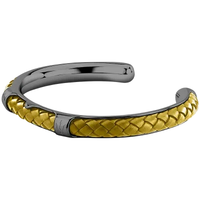 MASERATI LEATHER BANGLE SS DG YE 6.5X5.5CM JM226AVE39