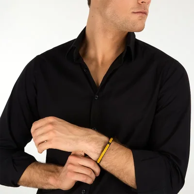 MASERATI LEATHER BANGLE SS DG YE 6.5X5.5CM JM226AVE39