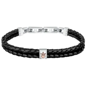 MASERATI RECYCLED LEATHER BRACELET SS YG JM422AVE13