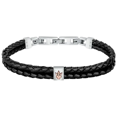 MASERATI RECYCLED LEATHER BRACELET SS YG JM422AVE13