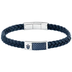 MASERAT RECYCLED LEATHER BRACELET SS BLUE  JM249IK01