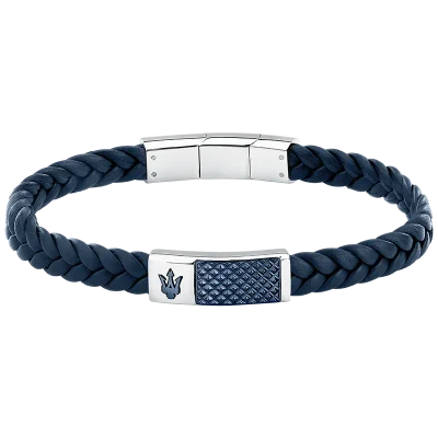 MASERAT RECYCLED LEATHER BRACELET SS BLUE  JM249IK01