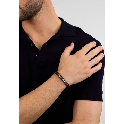 MASERATI RECYCLED LEATHER BRACELET SS YG BROWN  JM525AVE31