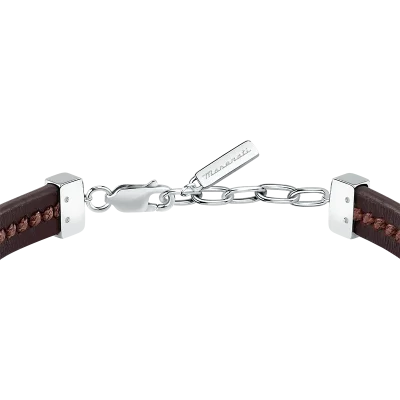 MASERATI RECYCLED LEATHER BRACELET SS YG BROWN  JM525AVE31
