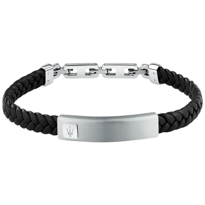MASERATI RECYCLED LEATHER BRACELET SS BLACK  JM525AVE34