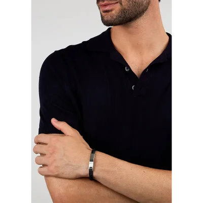 MASERATI RECYCLED LEATHER BRACELET SS BLACK  JM525AVE34