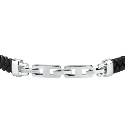 MASERATI RECYCLED LEATHER BRACELET SS BLACK  JM525AVE34