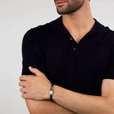 MASERATI RECYCLED LEATHER BRACELET SS BLACK  JM525AVE34