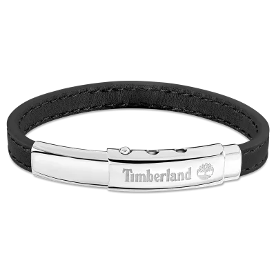 TIMBERLAND RECYCLED LEATHER BRACELET SS BLACK TDAGB0001601