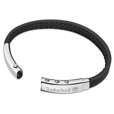 TIMBERLAND RECYCLED LEATHER BRACELET SS BLACK TDAGB0001601